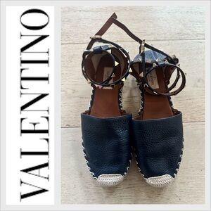 Valentino Garavani Espadrille Flats 37 blue rock stud